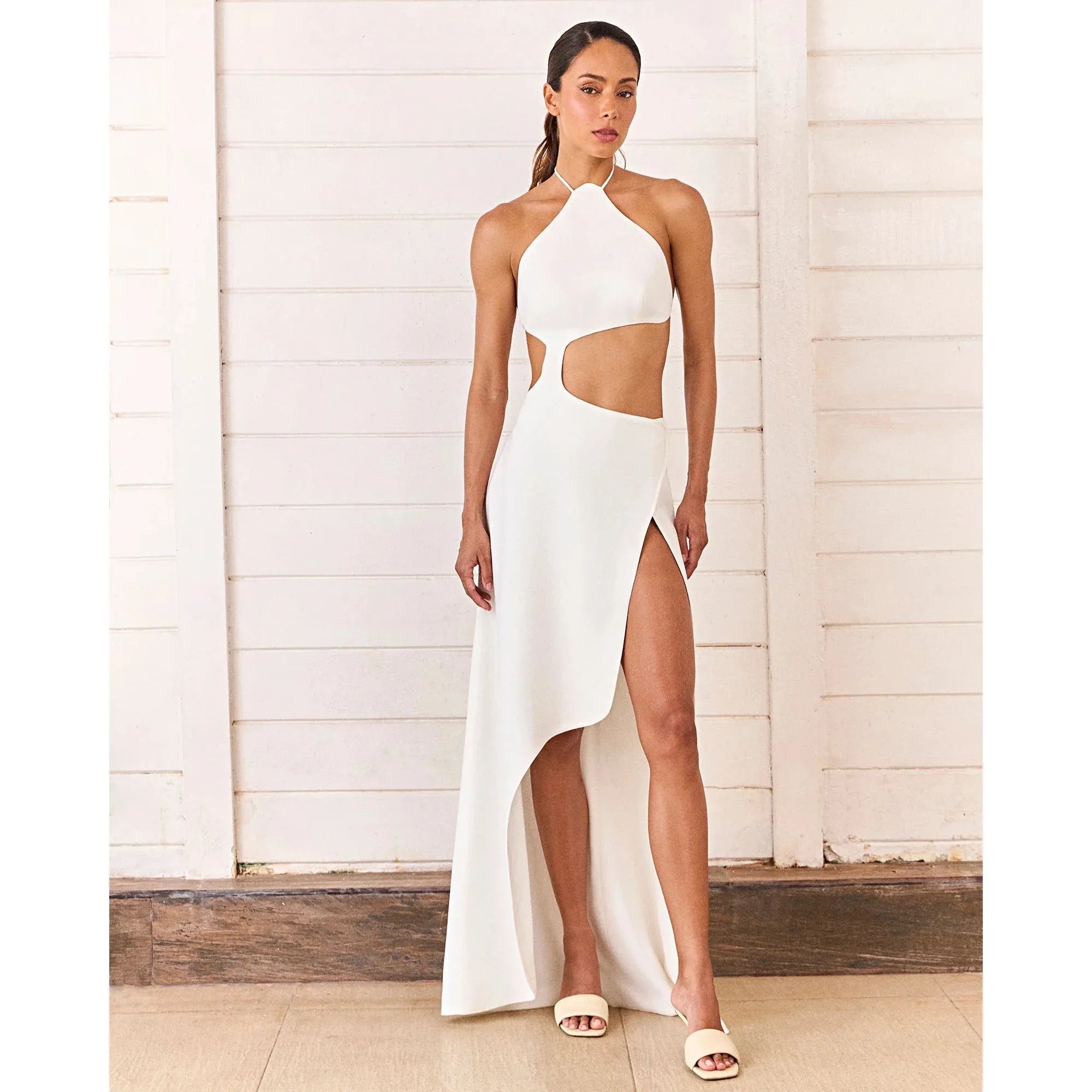 HL MEDITERRANEAN WAVE DRESS - OFF WHITE