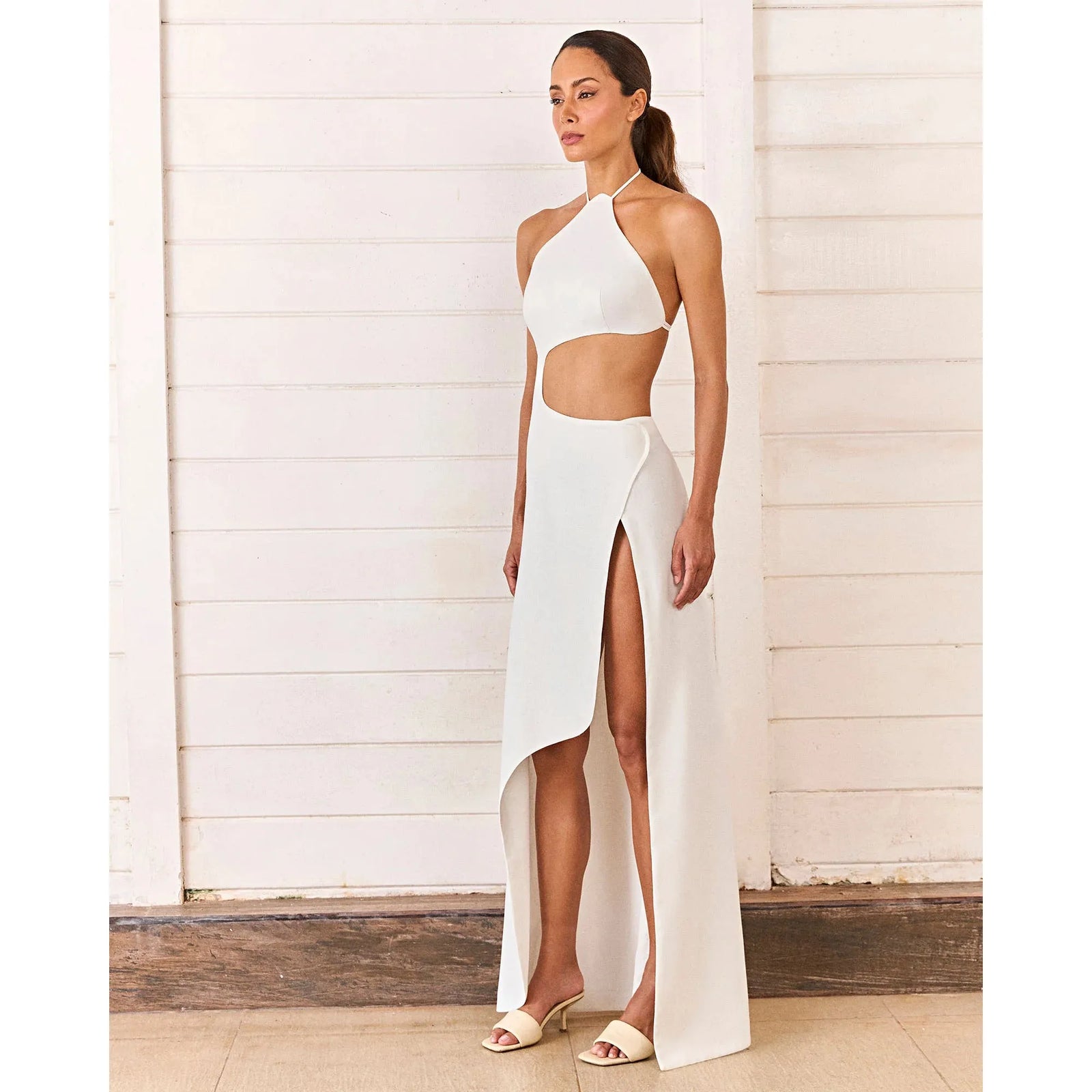 HL MEDITERRANEAN WAVE DRESS - OFF WHITE