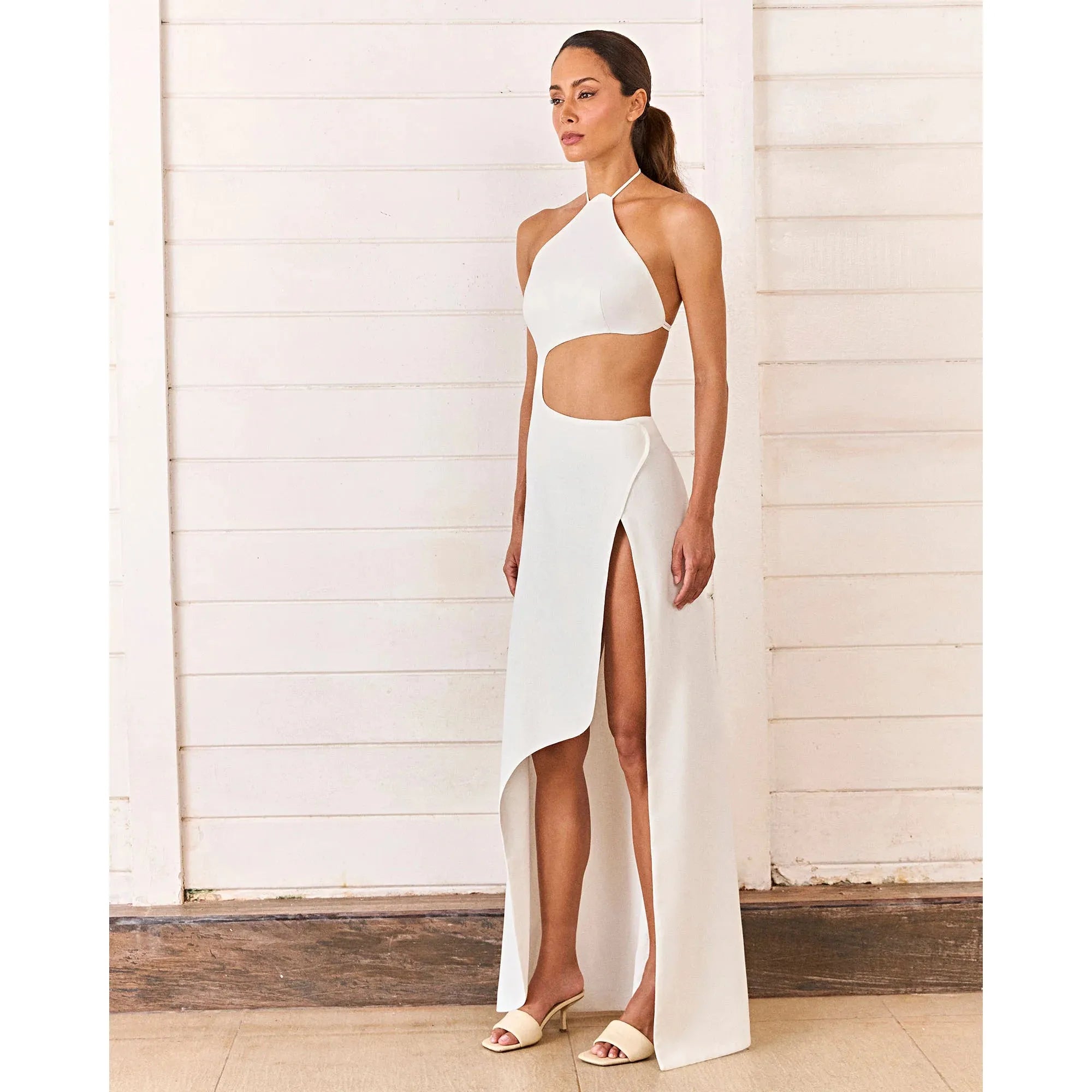 HL MEDITERRANEAN WAVE DRESS - OFF WHITE