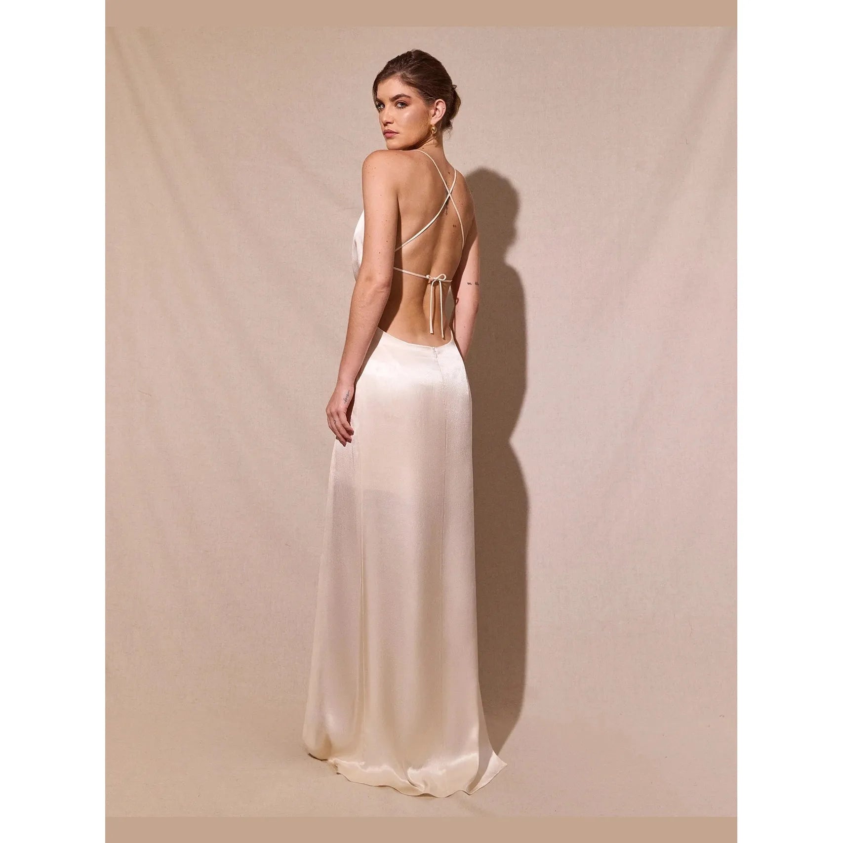 HL ASYMMETRIC SATIN DRESS