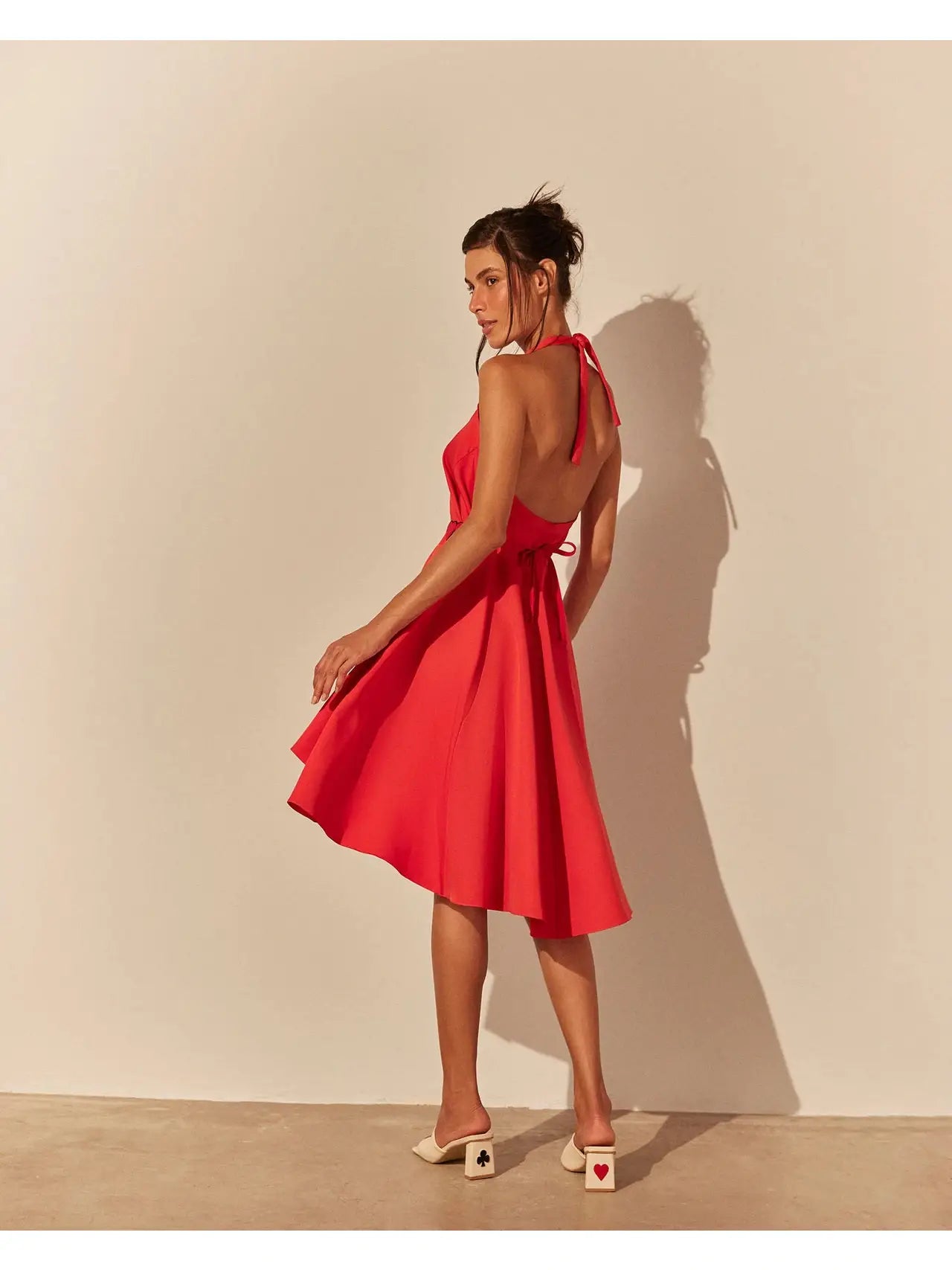 HL MIDI SKIRT FULL LOOK - RED