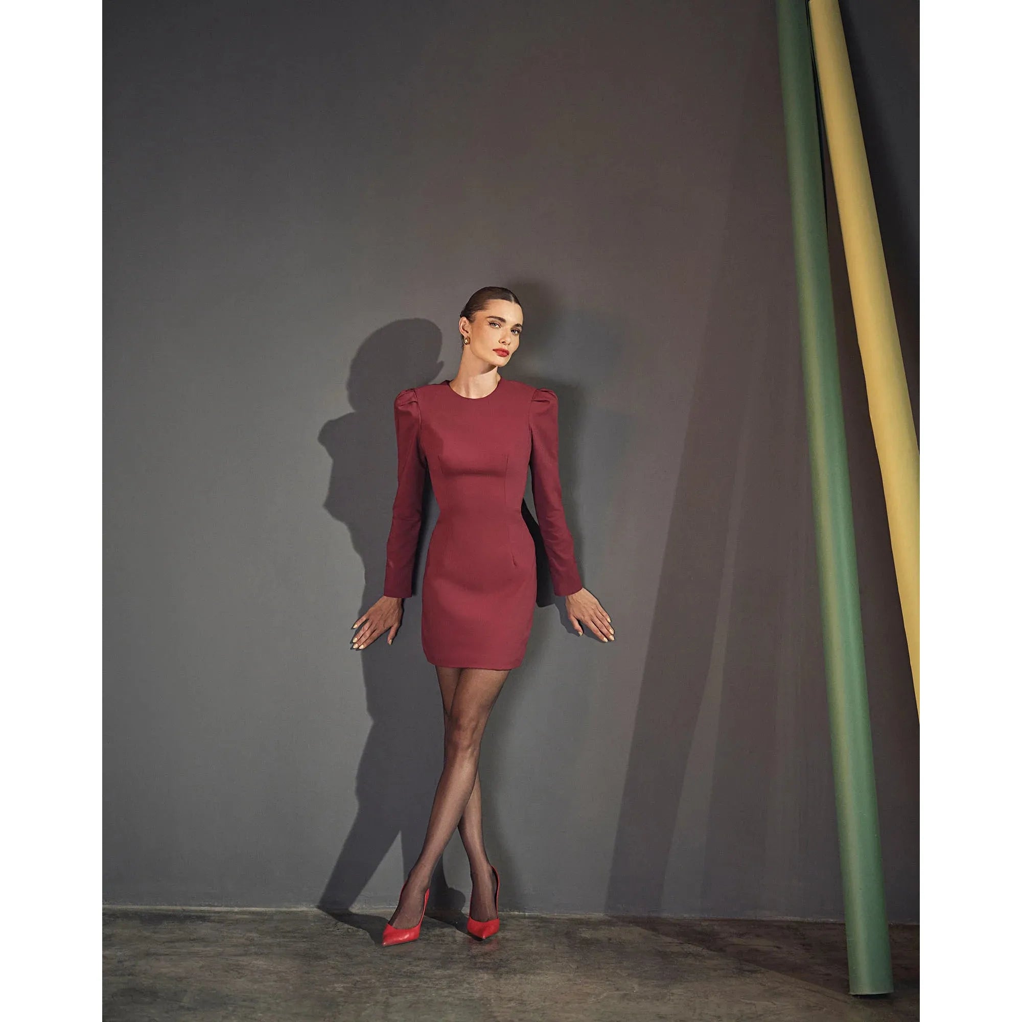 HL CAULE DRESS- WINE