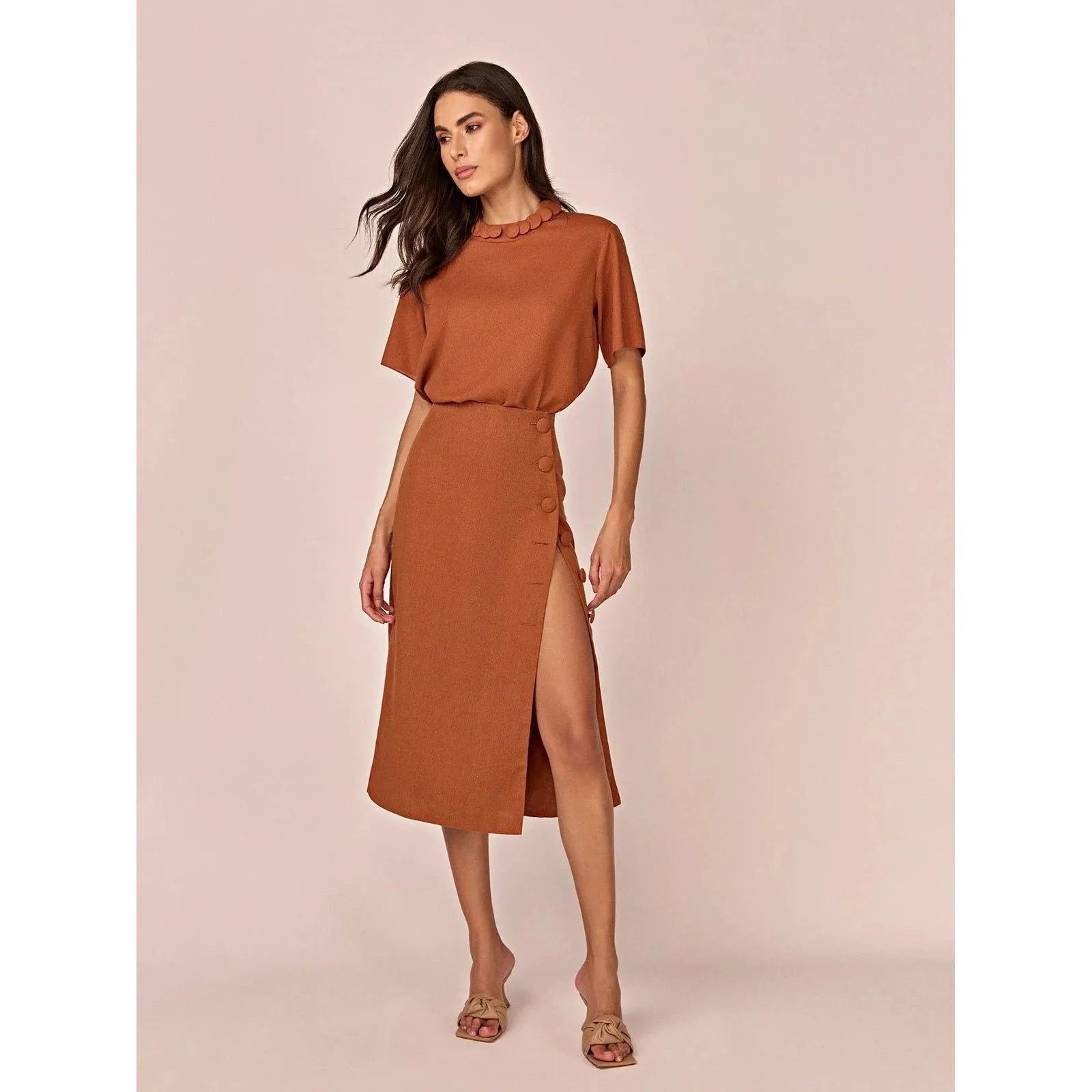 HL IFIGENIA MIDI SKIRT - BROWN