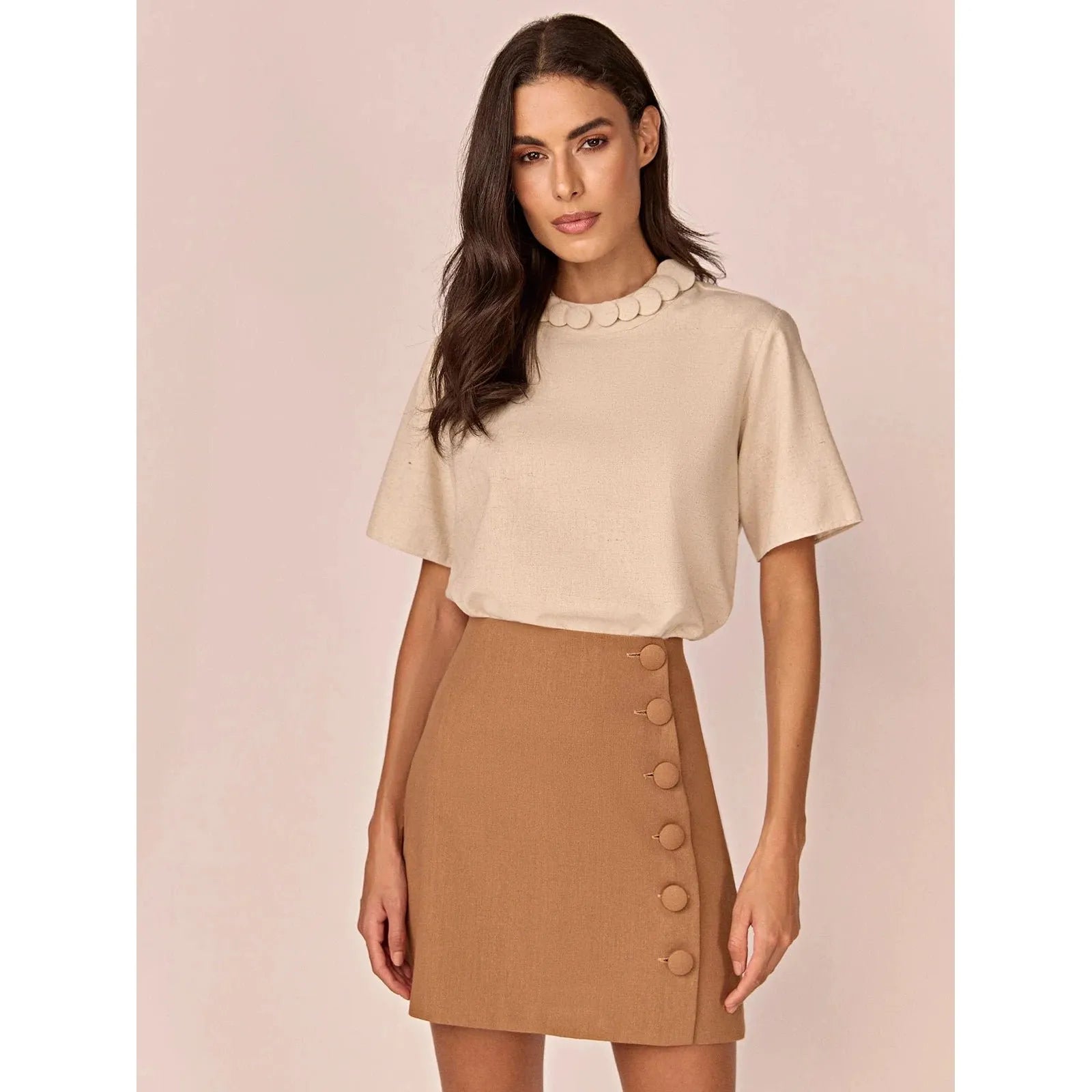 HL IFIGÊNIA MIX BUTTONS BLOUSE - NATURAL
