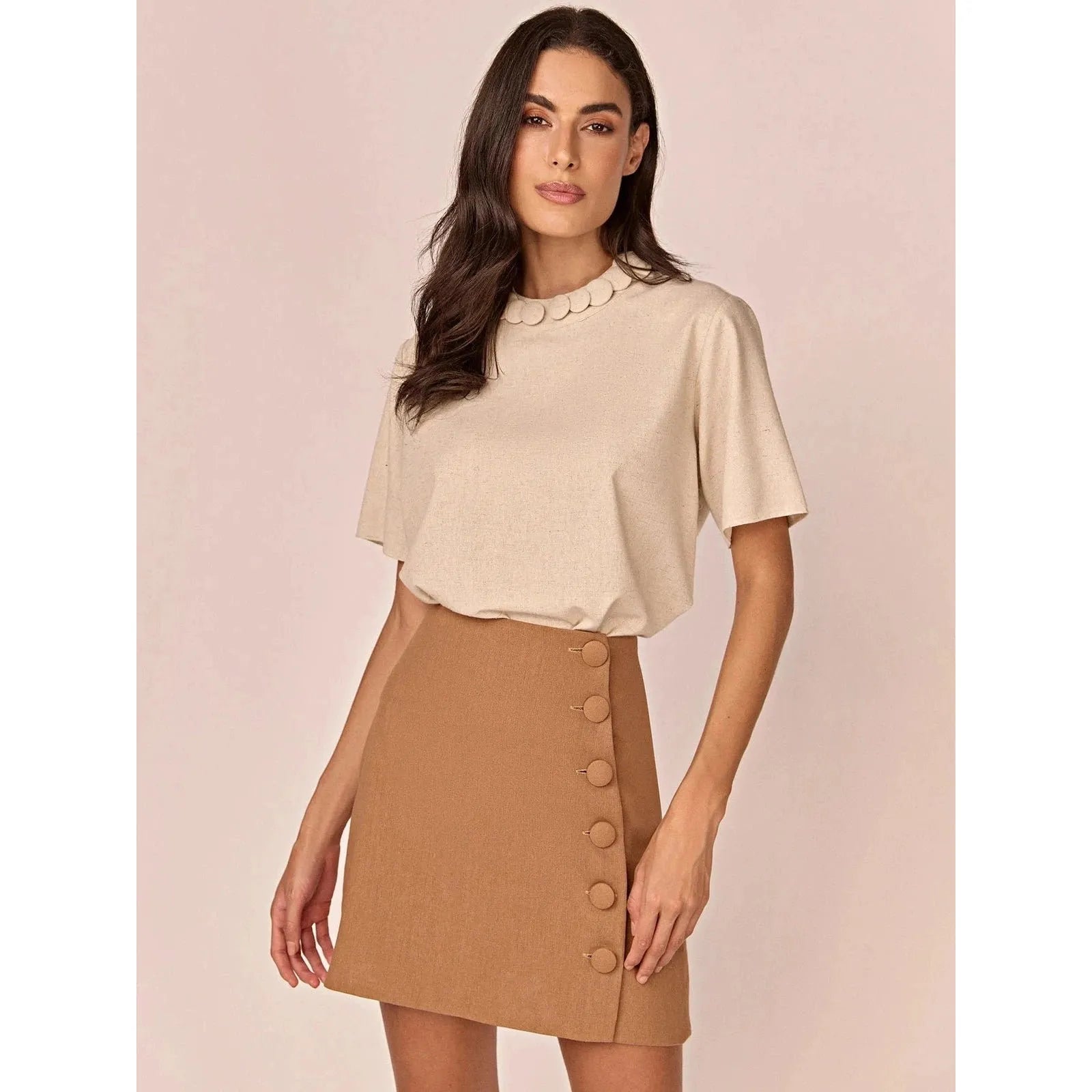 HL IFIGÊNIA MIX BUTTONS BLOUSE - NATURAL