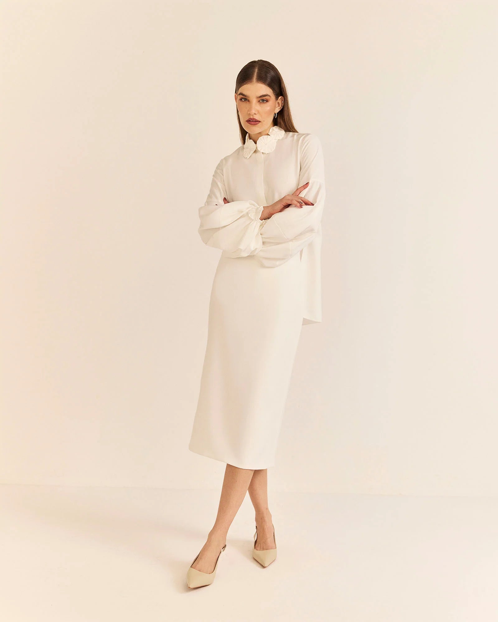 HL PONTES MIDI SKIRT WHITE