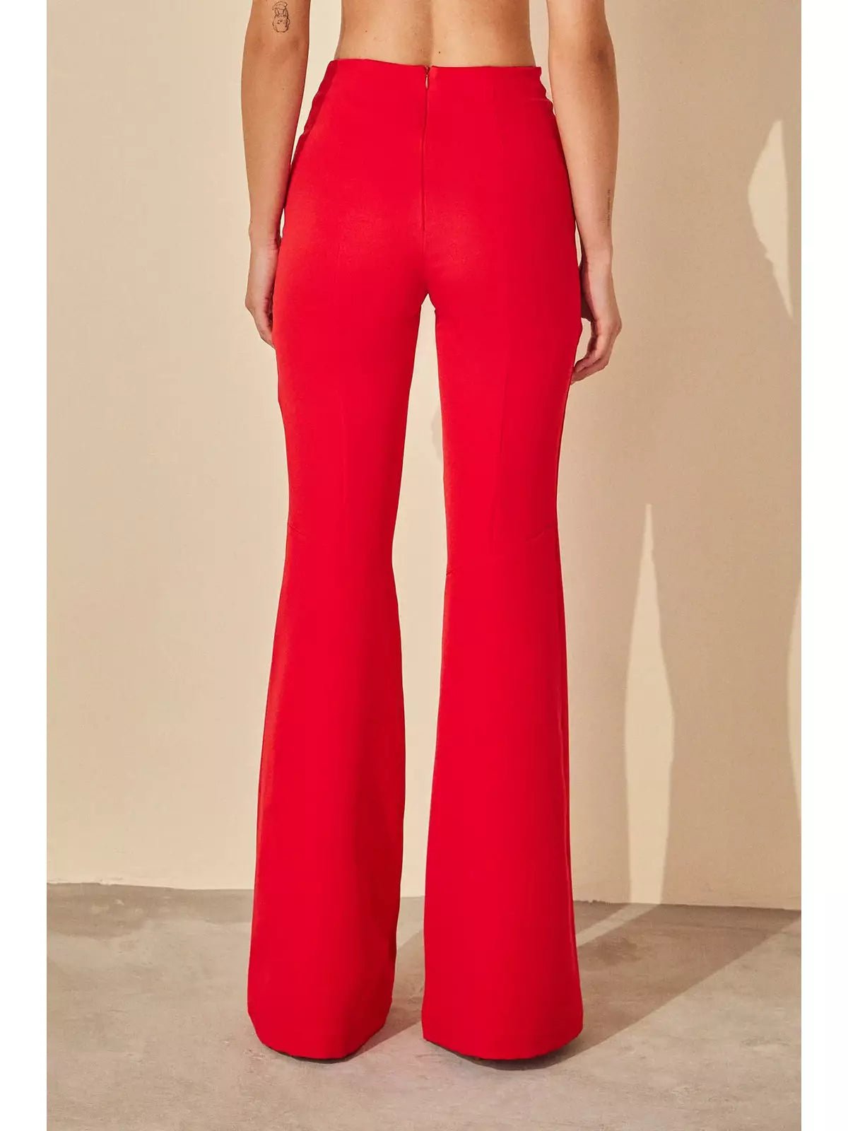 HL V CUT RED PALAZZO