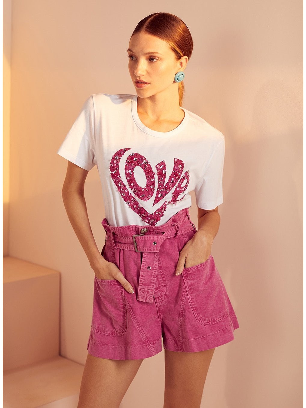 Belted Fucsia Shorts