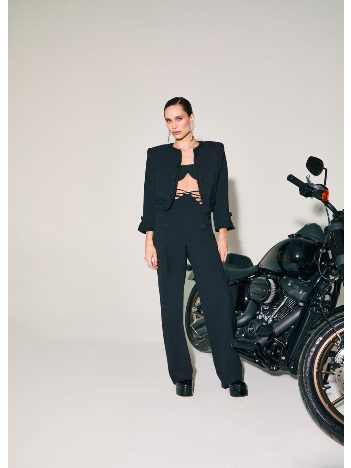 SC High Waisted Threaded Pants Black