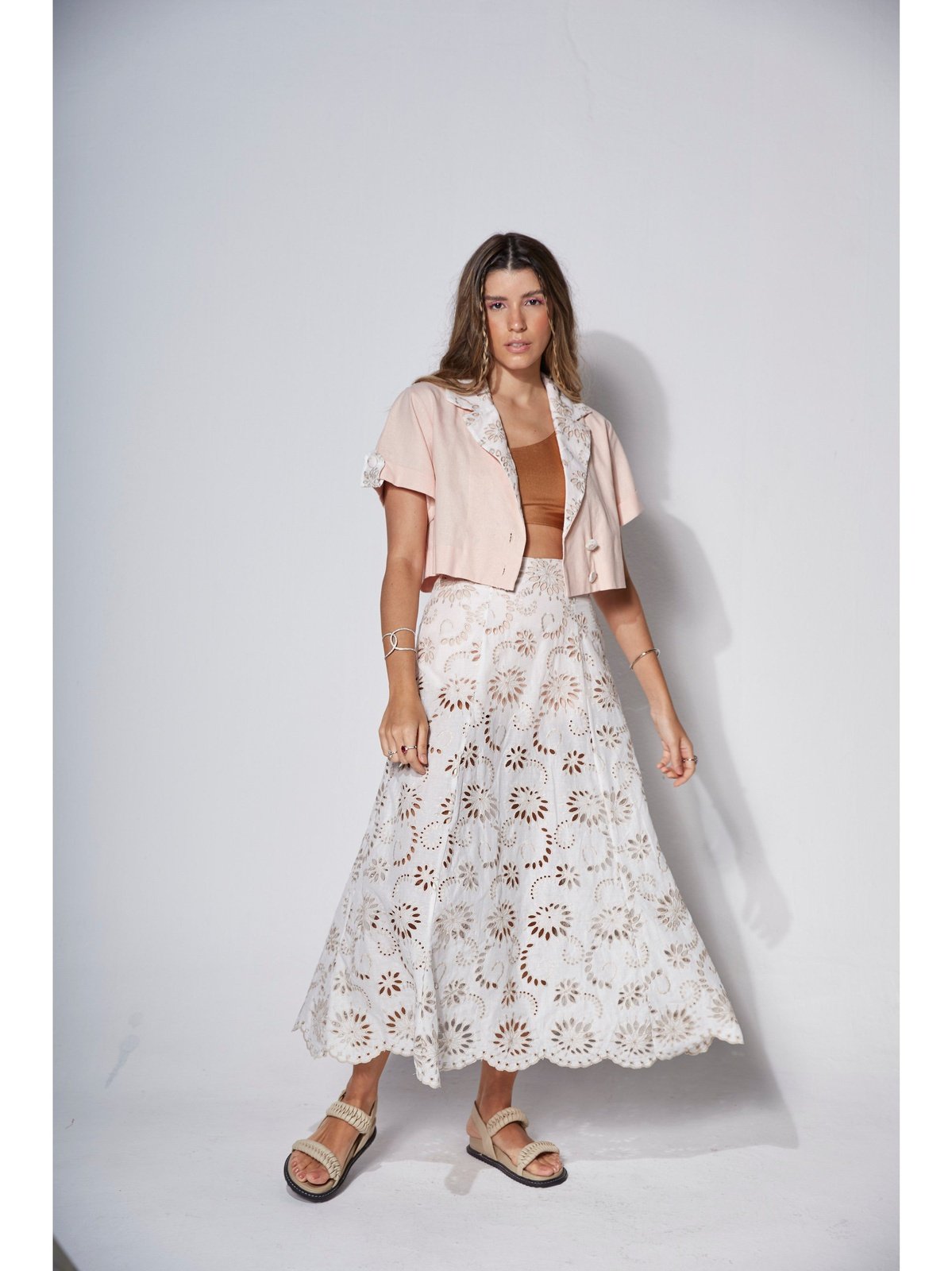 Linen Rose Cropped Top-Irreal Collection