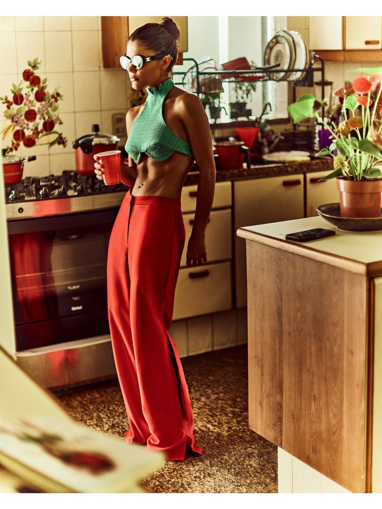 HL Alfataria Slit Pants Red