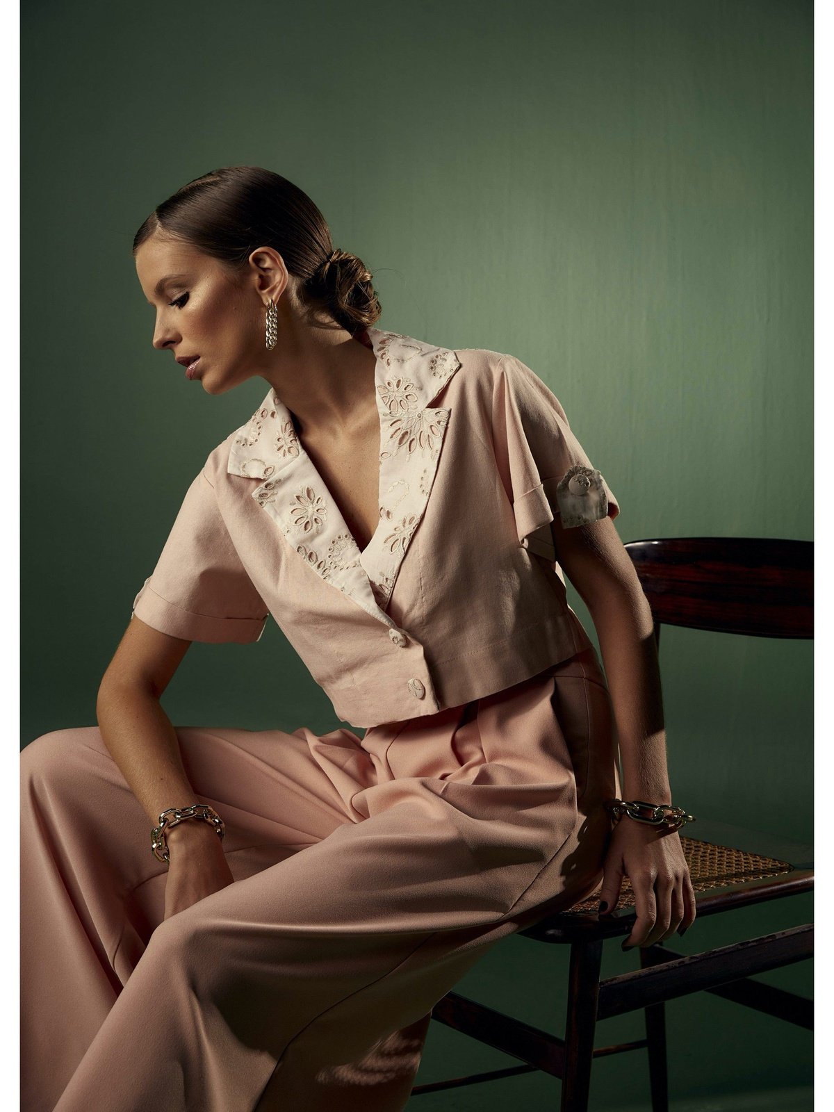 Linen Rose Cropped Top-Irreal Collection