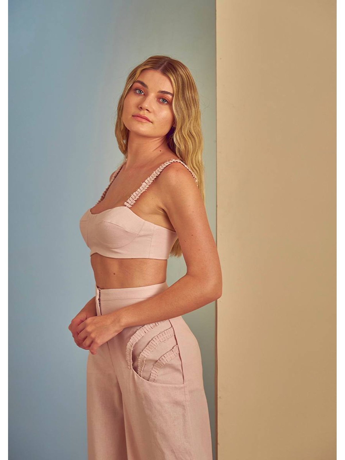 Palazzo Linen Pants - Pink Sand