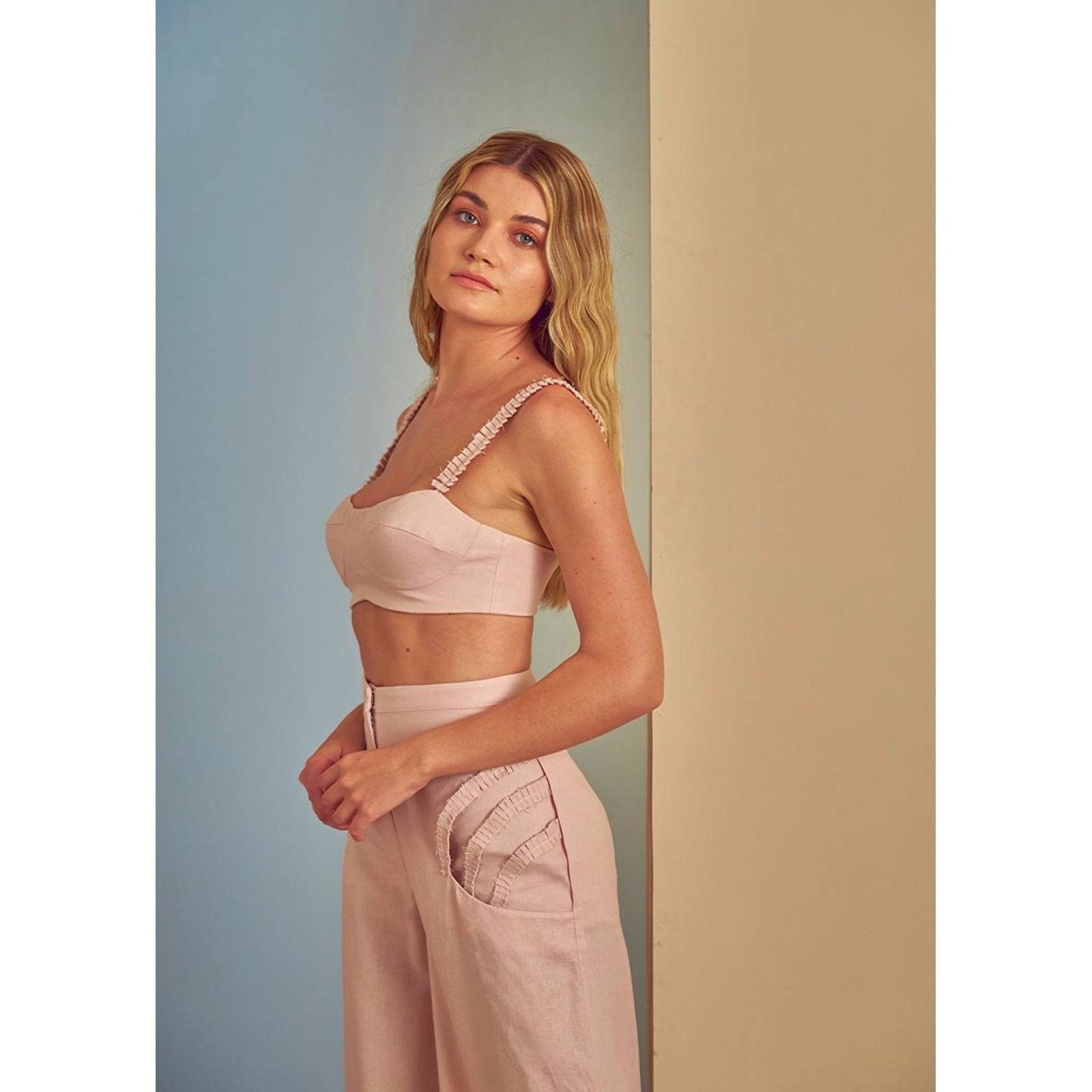 Palazzo Linen Pants - Pink Sand