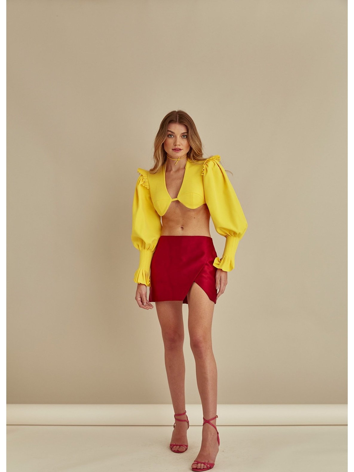 Slit Farol Skirt Red