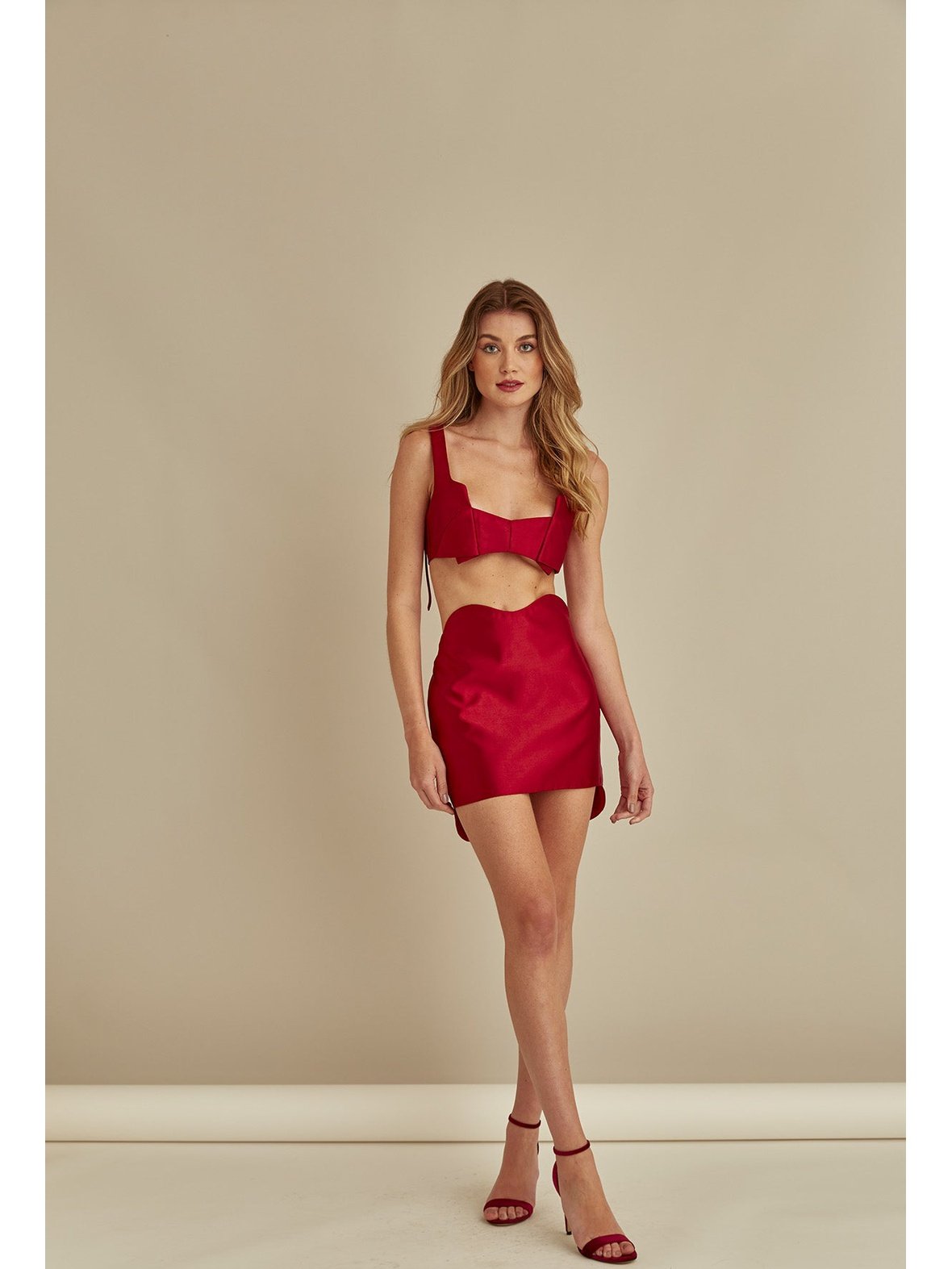 Slit Farol Skirt Red