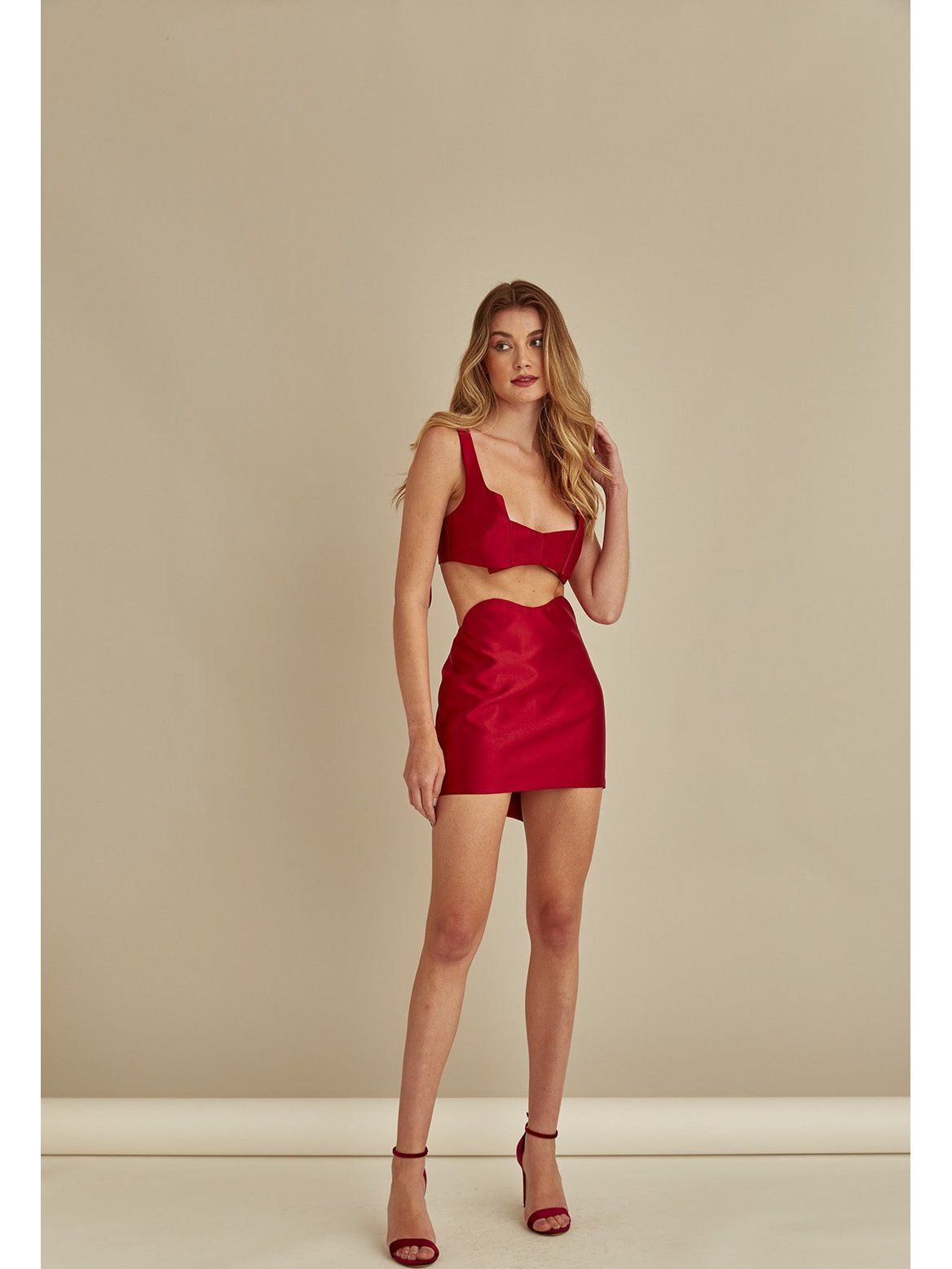 Slit Farol Skirt Red